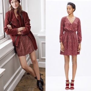 100% silk polka dot burgundy dress